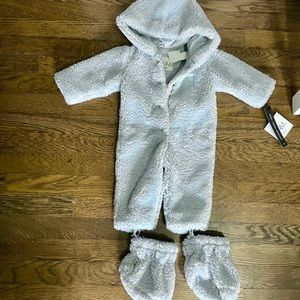 SAM New York infant Sherpa full snowsuit / bunting light blue, NWT size 6-12 m